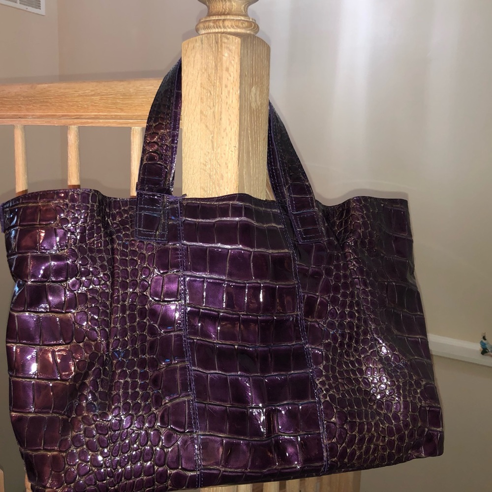 Purple Faux Crocodile Bag